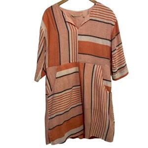 Soft Surroundings Linen Tunic Dress S Small Orange With Pockets Reversible Lined